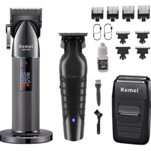 Combo Profesional Kemei KM2136 / KM2299 – Máquina de Corte + Patillera