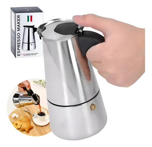 Cafetera Italiana 6 Tazas – Acero Resistente y Café Expreso en Minutos