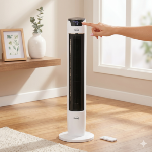 Ventilador Torre Digital Kalley Blanco – Potente, Moderno y Silencioso