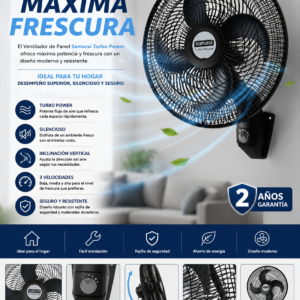 Ventilador de Pared Samurai Turbo Power 18” – Potente y Silencioso