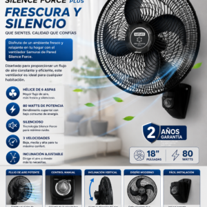 Ventilador de Pared Samurai Silence Force Plus 18” – Potente y Silencioso