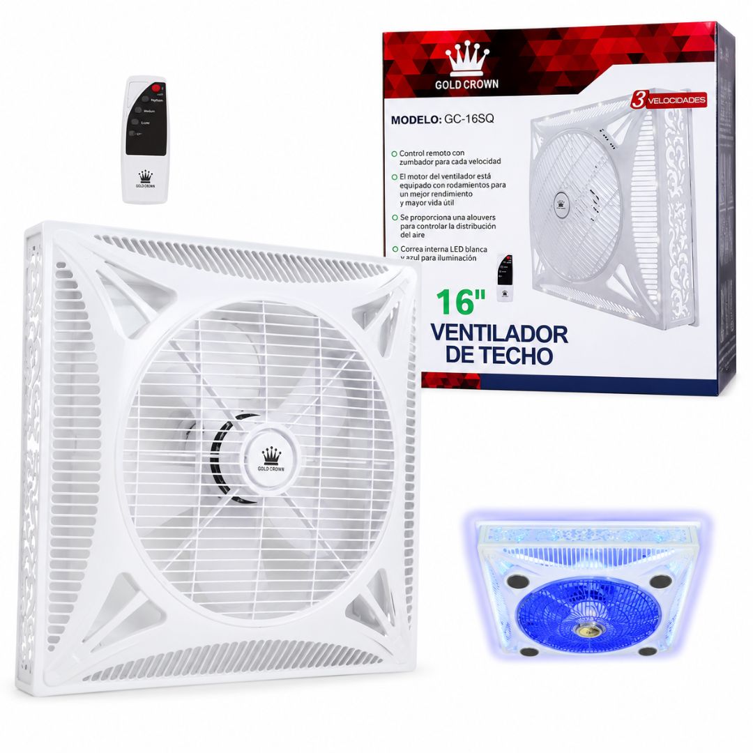 Ventilador De Techo Con Luz Led + Control Remoto