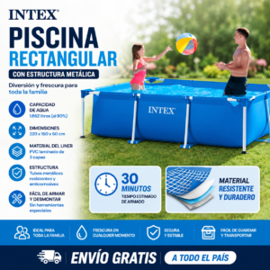 Piscina Rectangular INTEX 220×150×60 cm – Estructura Metálica Resistente