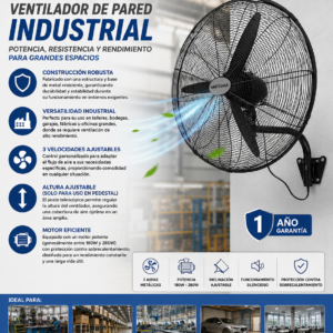Ventilador Industrial Matusha 26” – Aspas de Aluminio, 3 Velocidades y Uso 2 en 1